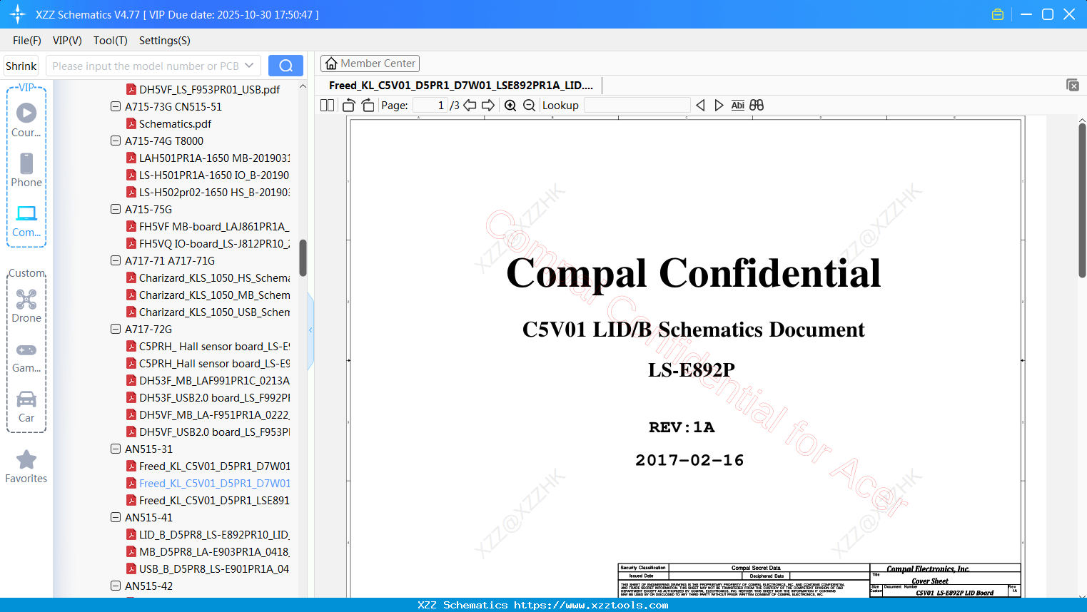 Laptop ACER Freed_KL_C5V01_D5PR1_D7W01_LSE892PR1A_LID